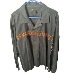 no boundaries long sleeve mens 2XL black shirt with flames